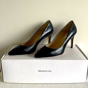 LK Bennett Floret Navy Leather Shoes 8